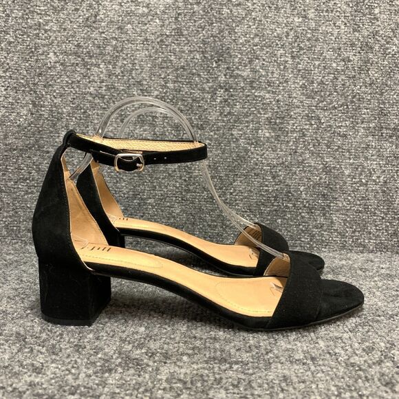 J Jill Sandals Womens 9.5 Black Ariane Block Heel Ankle Strap Open Toe Suede - Picture 1 of 14